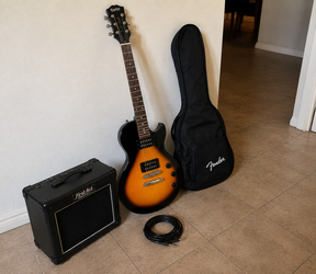 Les Paul Style Electric Guitar Bundle + Amp, Cable & Case