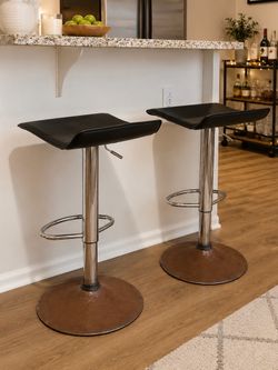Modern Adjustable Black Bar Stools – Set of 2