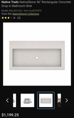 NativeStone 36" Rectangular Concrete Drop In Bathroom Sink