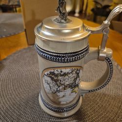 Vintage west german world map beer stein