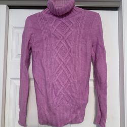 J. Crew Women’s Pink Cable Knit Turtleneck Sweater - Size Small