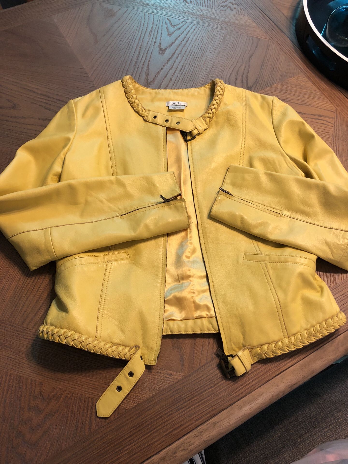 Yellow real leather jacket