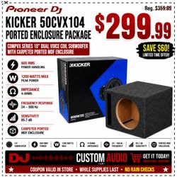 Kicker CVX Series CompVX 10"Dual Voice Coil Subwoofer 1200 Watt Ported Box CVX10  Package 🚨 Payment Options Available 🚨 No Credit Needed 🚨