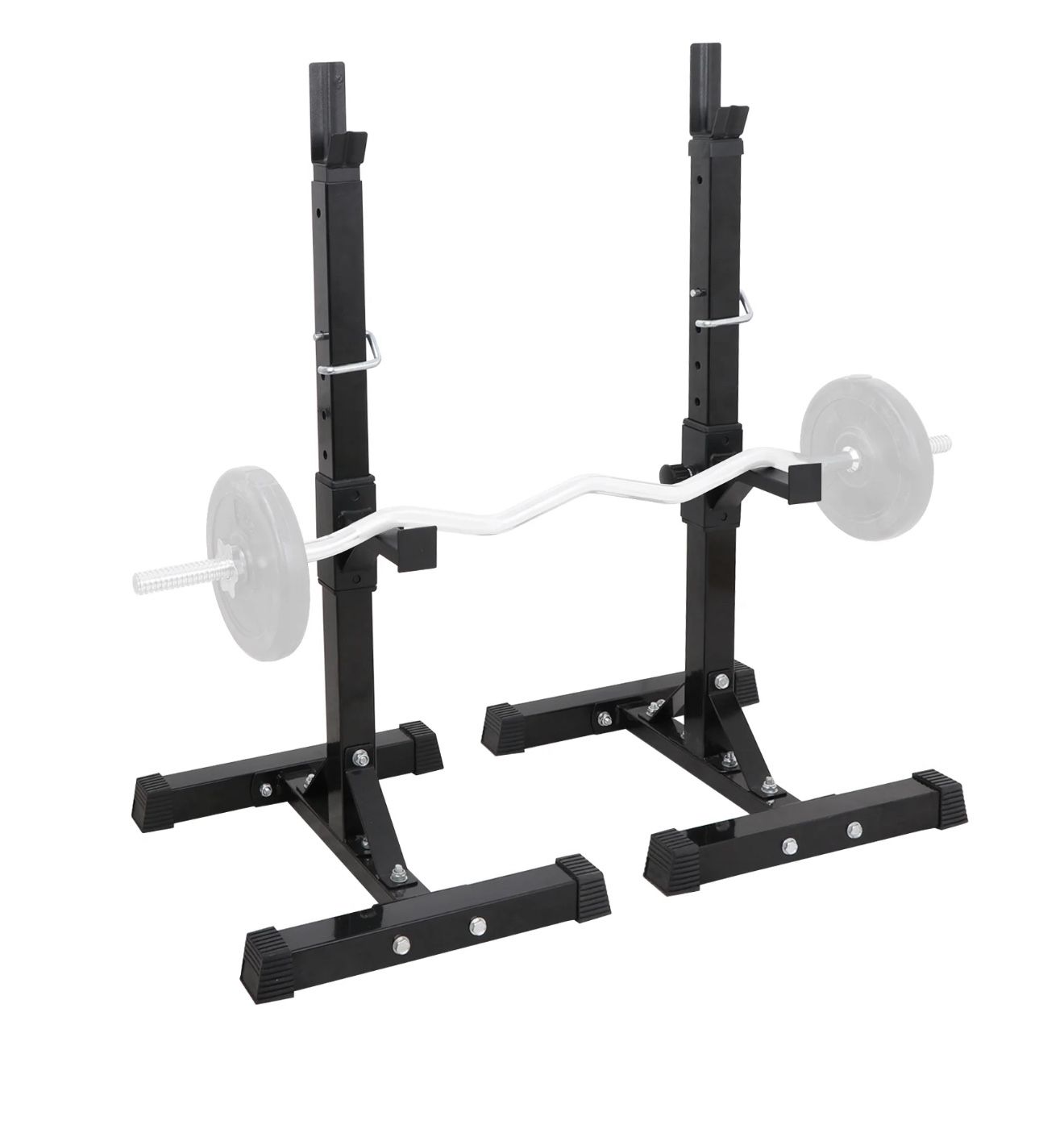 ZenStyle 550 Lbs. Pair of Adjustable 40 In. - 66 In. Rack Sturdy Steel Squat Barbell Free Bench Press Stands Gym/Home