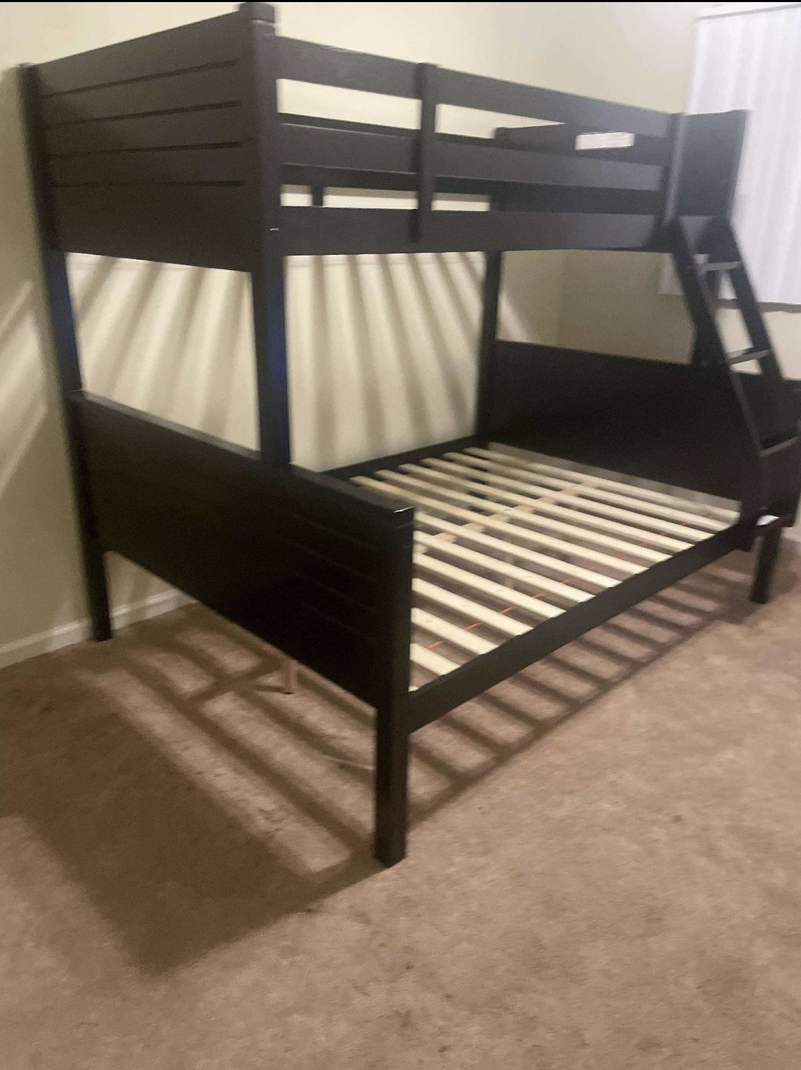 Twin/full bunk bed. $350 bunk only. $550 with mattresses. Assembly required. Assembly not included. Tax included. Free local delivery.