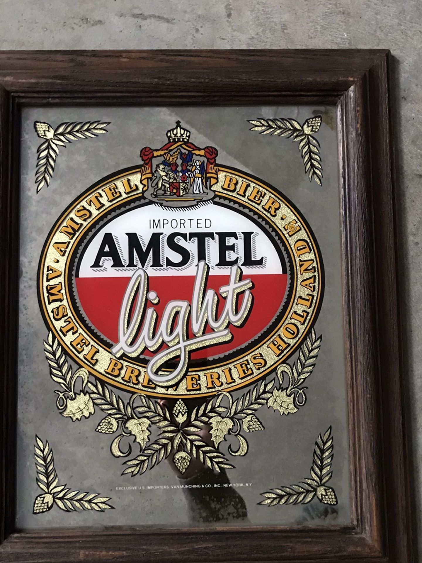 Vintage Amstel Light Beer Brewing Mirror Sign