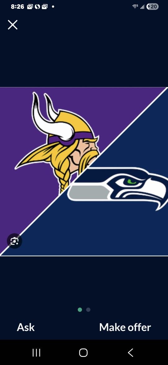 Seattle Seahawks Vs  Vikings 1  Ticket 100 Level Lower