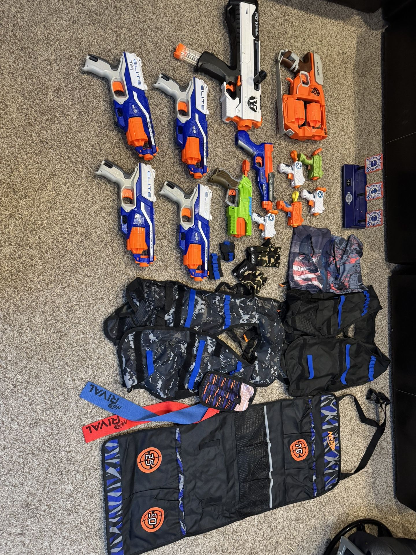 Huge Nerf Gun Bundle – Blasters, Vests, Clips, Gear – All Used, All Working – $25 OBO