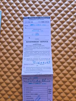 1945 Railroad Ticket - Government Service