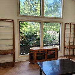 Mid-Century Modern Oak Display Shelves – Set of 2