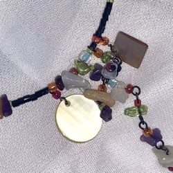 Genuine Stone & Beaded Choker Necklace 