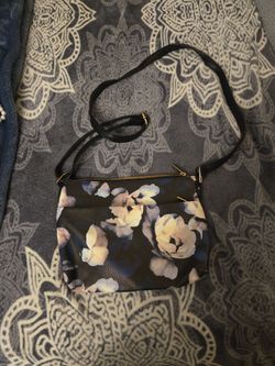 Floral Crossbody Bag with Gold Zipper