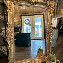 Vintage Hollywood Regency Large Gold Ornate Mirror 