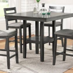 Grey Finish 5 Piece Counter Height Set