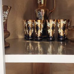 Czech Bohemian Rococo Decanter Set