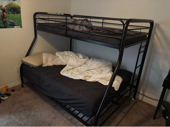 Black metal bunk bed