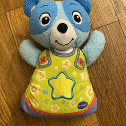 VTech Soothing Songs Bear Plush Doll Blue Baby Crib Nursery Musical Tested Works