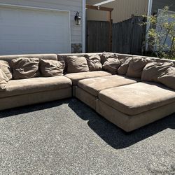 Pottery Barn Couch, Brown Suede 