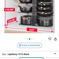 Pots and Pans Organizer : Rack under Cabinet, 8-Tier Kitchen Cabinet Organizers and Storage, Light-Duty Adjustable Pot Racks, Pan Organizers inside Ca