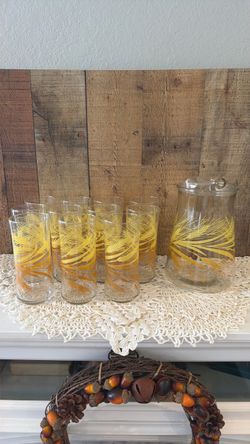 Vintage 1970s Libbey Golden Harvest / Golden Wheat glassware set