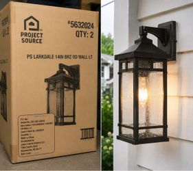 NEW Project Source Larkdale 14” Bronze Outdoor Wall Light – Factory Sealed