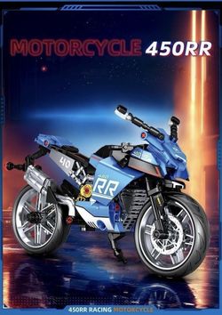 Motorcycle building block set blue-341 pcs