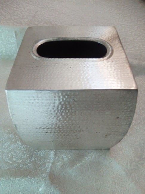 Hammered Silver Tissue Box