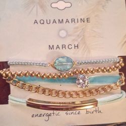 5pc Bracelet Set-aquamarine March