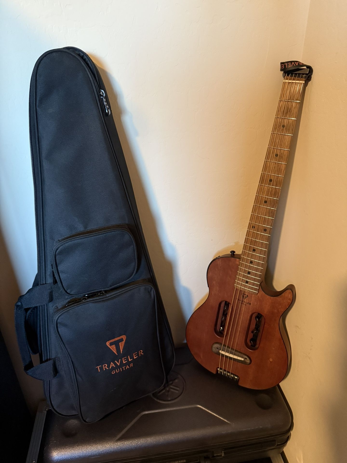Traveler Guitar With Case And Headphones