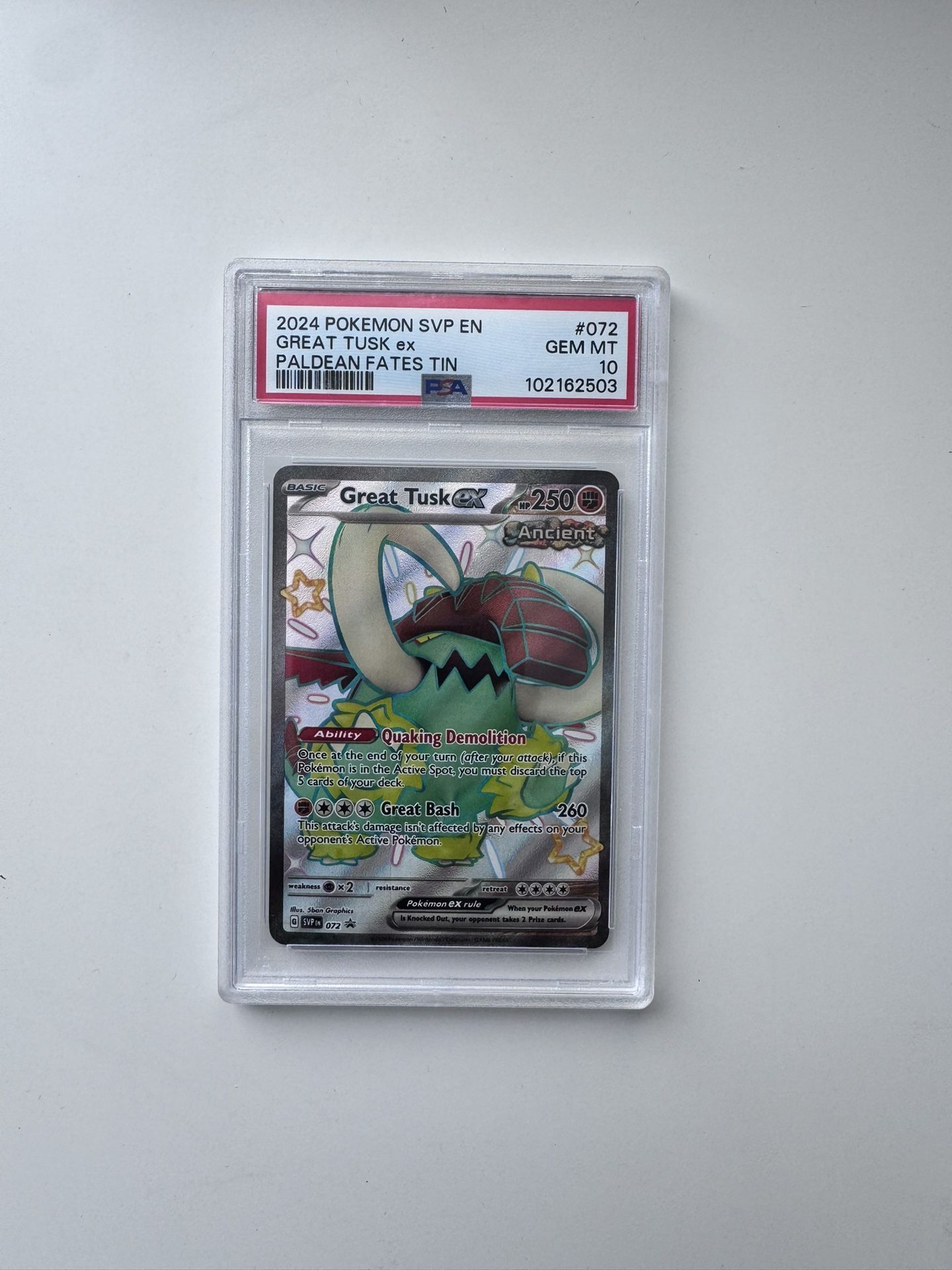 Pokemon Great Tusk ex SV: Scarlet & Violet Promo Cards 072 PSA 10