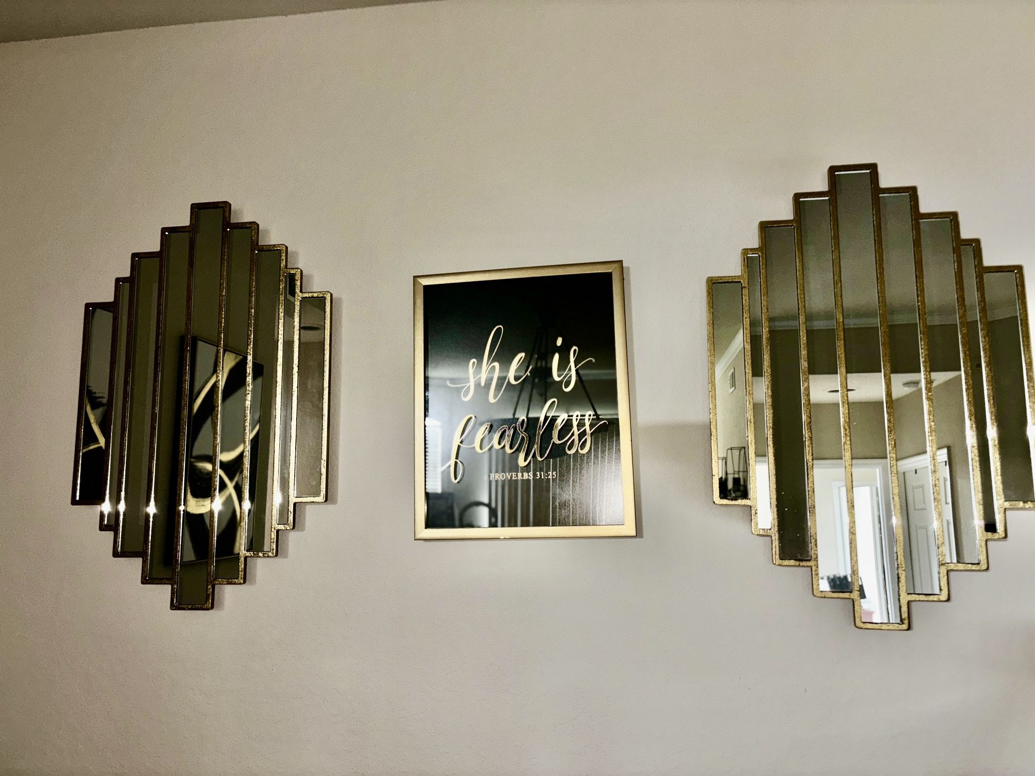 Gold Rustic Multi Mirrored Wall Sculpture Set