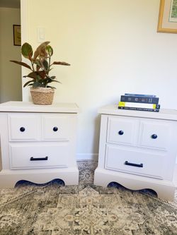 Modern Farmhouse White Nightstands | Matching Set | Refinished