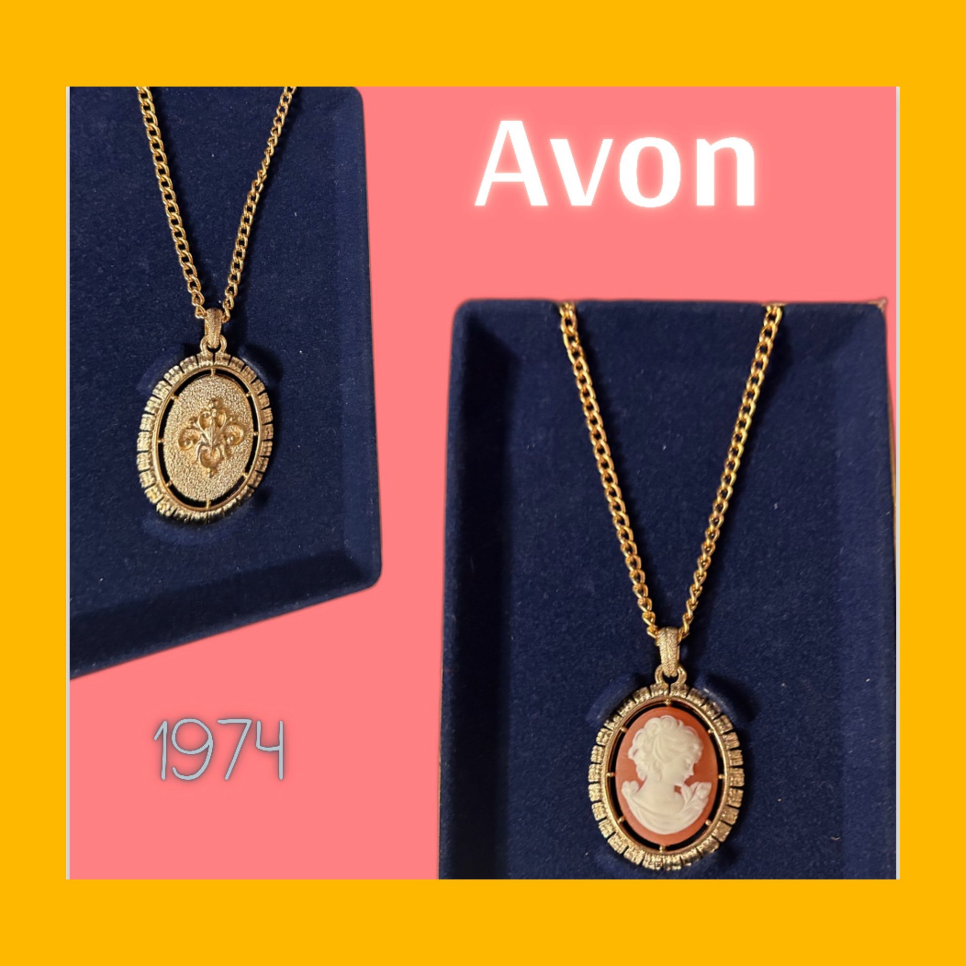 Vintage 1974 Avon Necklace w/Cameo Pendant 