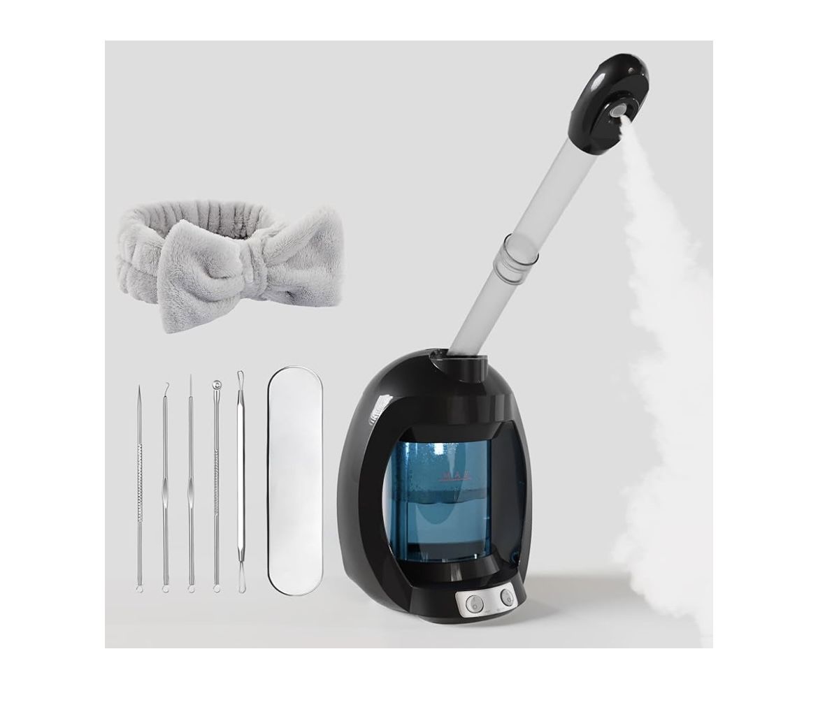 Facial Steamer-Portable for Face, Neck Face Steamer for Facial Deep Cleaning, Esthetician, Home Facial Spa - Black