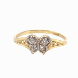Woman’s Ladies 10k Yellow Gold CZ Cubic Zirconia Butterfly Ring Size 6.5 GP3135074