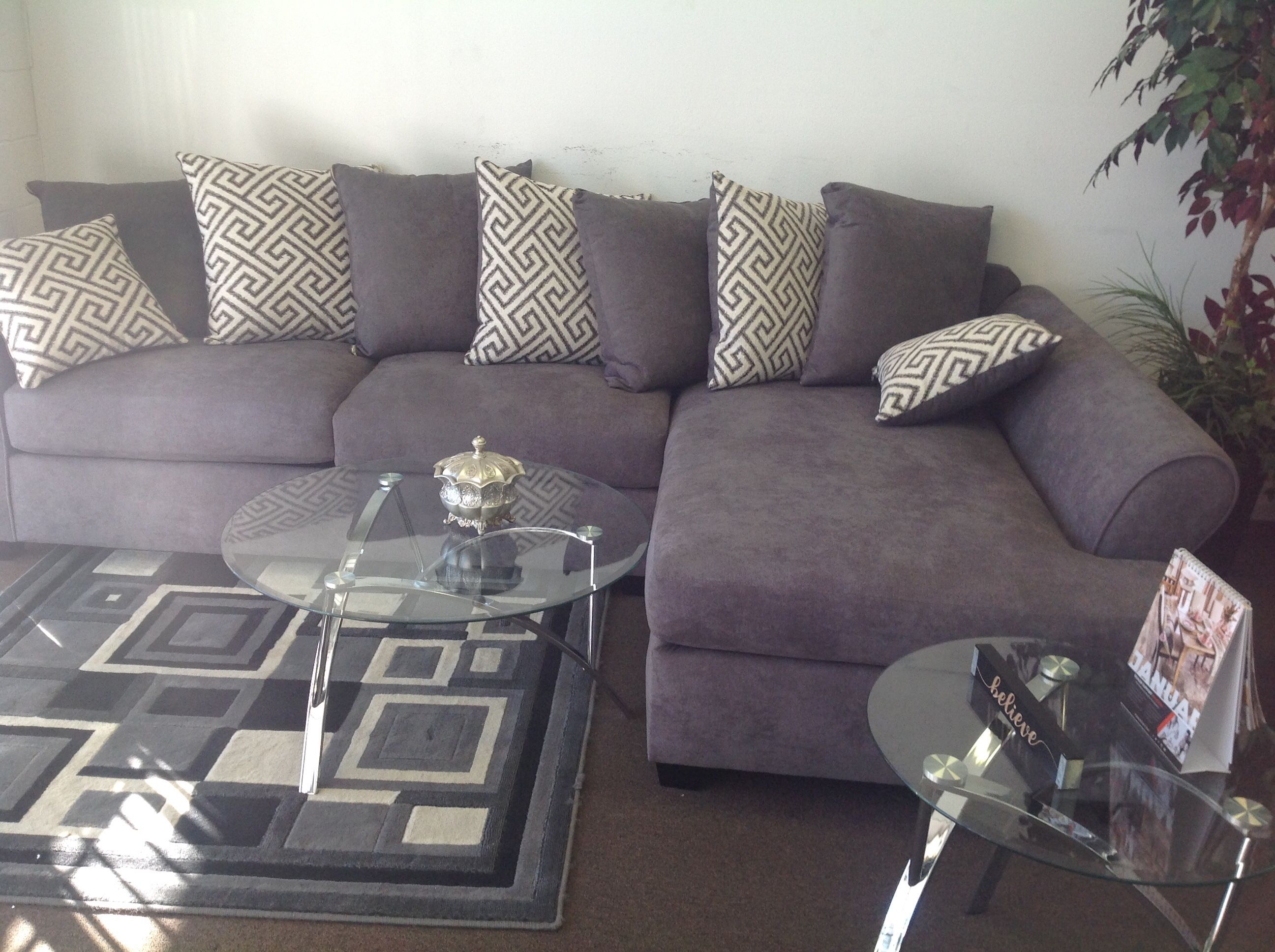Grey Sectional With Pillows