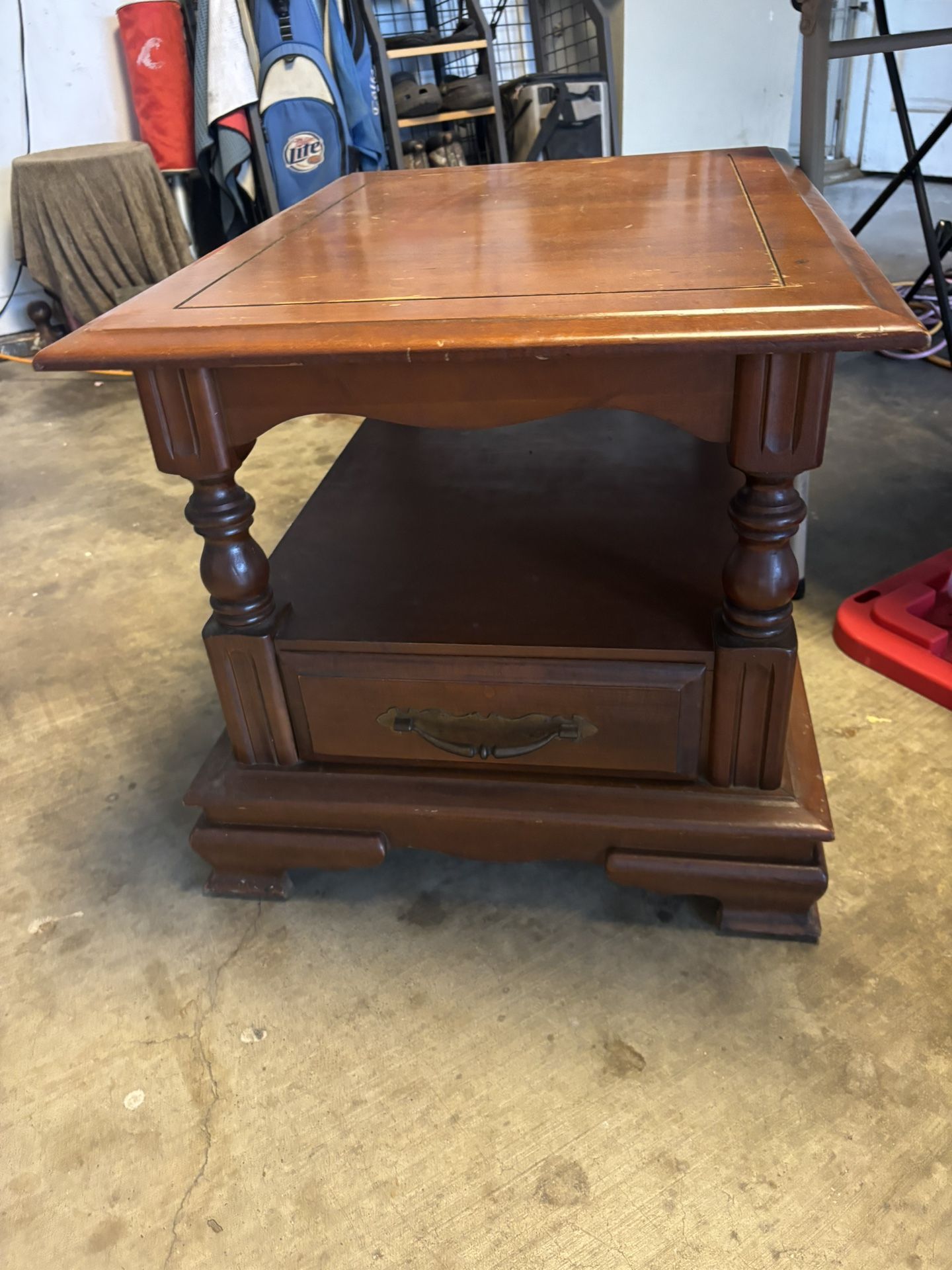 Solid Wood End Table With Draw