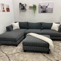 Grey Sectional Couch with ottoman - Free Delivery