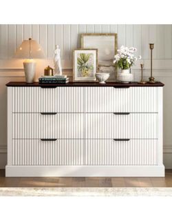Modern 6 Drawers Dresser-Fluted White