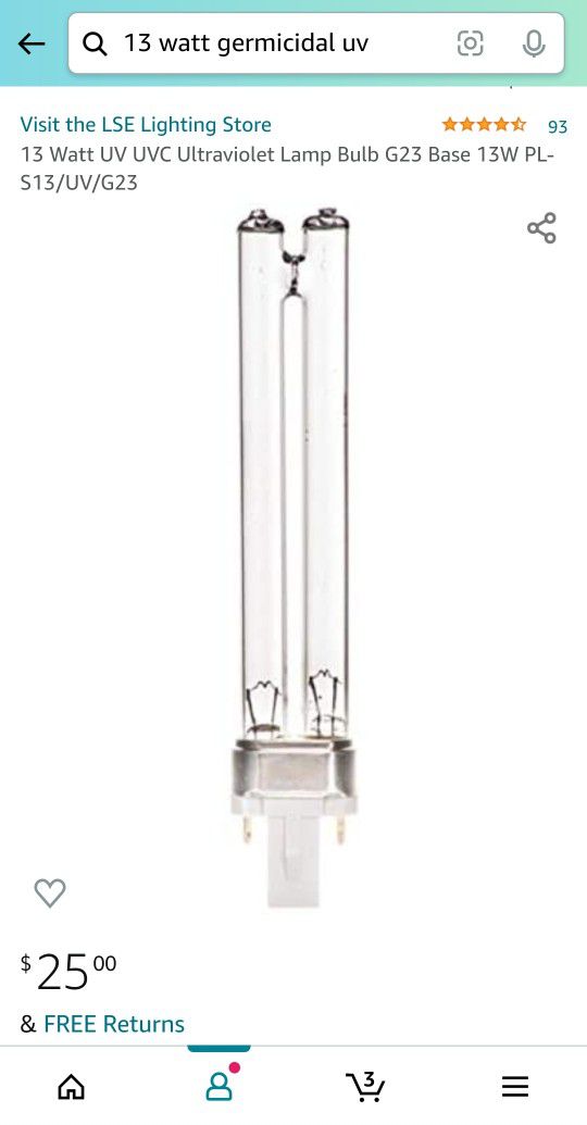 [Open box-new] Ultraviolet Lamp Bulb G23 Base 13W PL-S13/UV/G23