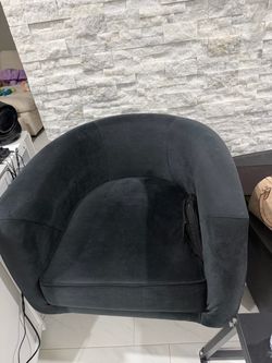 Black Fabric Barrel Accent Chair