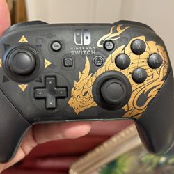 Nintendo Switch Pro Controller Monster Hunter Rise Edition Good Condition 