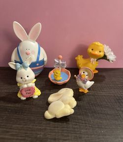 Vintage Hallmark Easter Miniatures Decorations Mid 80s - Lot of 6