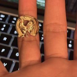 14k MENS GOLD RINGS HORSESHOE ROOSTER