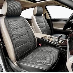 2 Pack Ventilated Cooling Car Seat Covers for Summer, 3D Air Mesh Breathable Leather Front Seat Protectors with Storage Pocket, Unive NEW V Retails $4