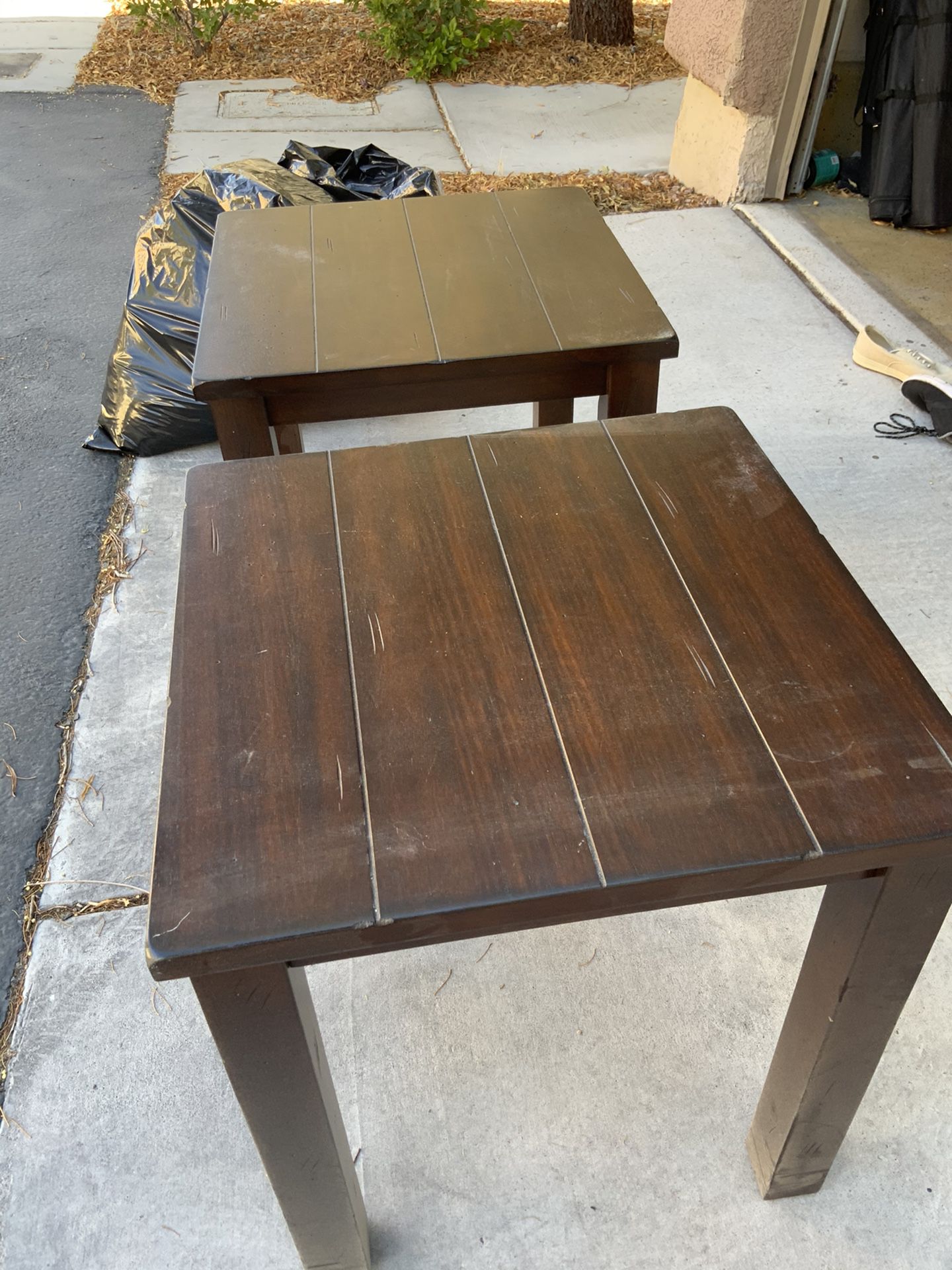 Two Brown End Tables
