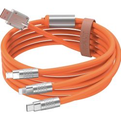 3 in 1 Multi Charging Cable, 60W Fast 4ft Soft Silicone Charger Cable 
