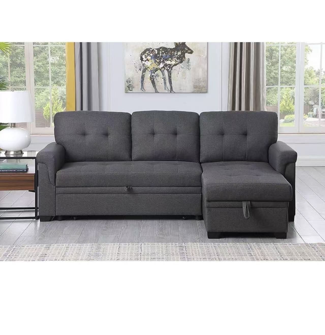 🔥On sale 🔥84'' L-Shape Convertible Sleeper Sectional Sofa
