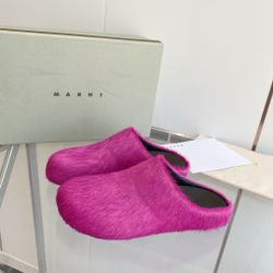 Marni Pink Fur Slides