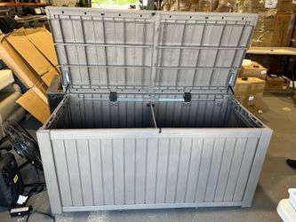 New-180 Gallon Deck Box, Resin Outdoor Storage Box, Waterproof and UV Resistant Lightweight Indoor Storage Deck Box for Pool Supplies, Garden Tools, T